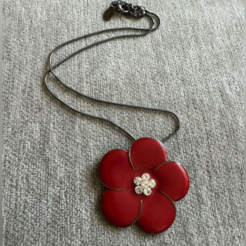 Red Poppy flower big pendant - Picture 2 of 2